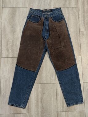 Vintage Corniche High Waisted Suede Chaps Jeans Size 8 Anatomically Contoured